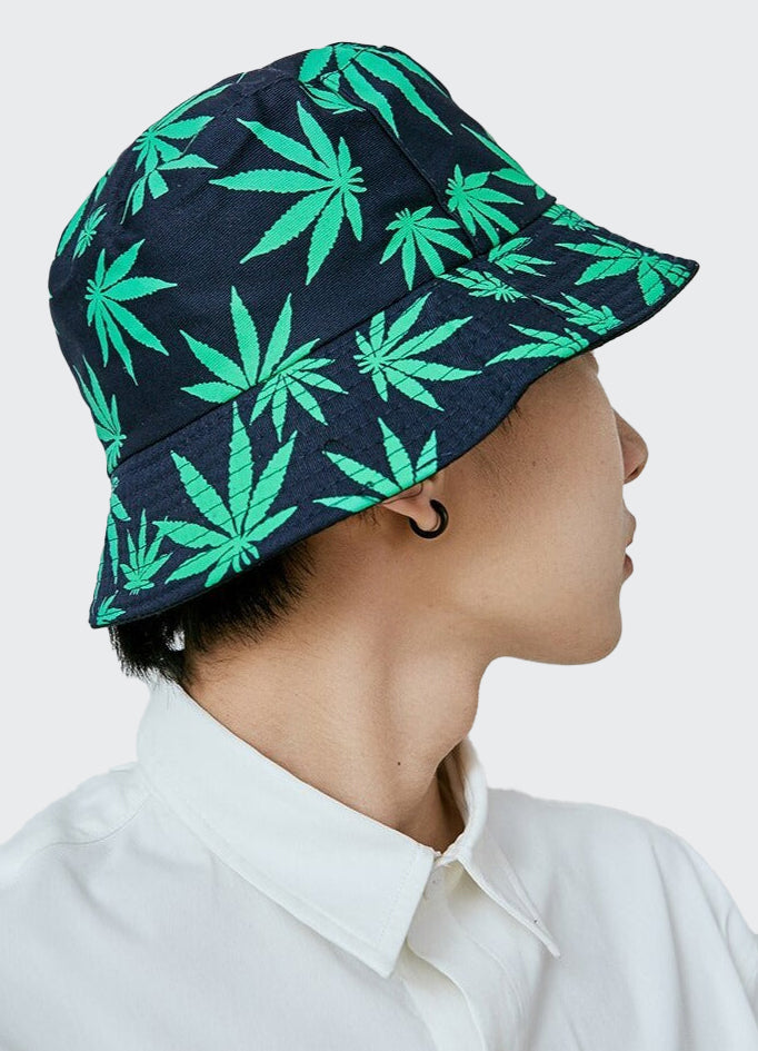 A guy wearing side view Leaf Bucket Hat